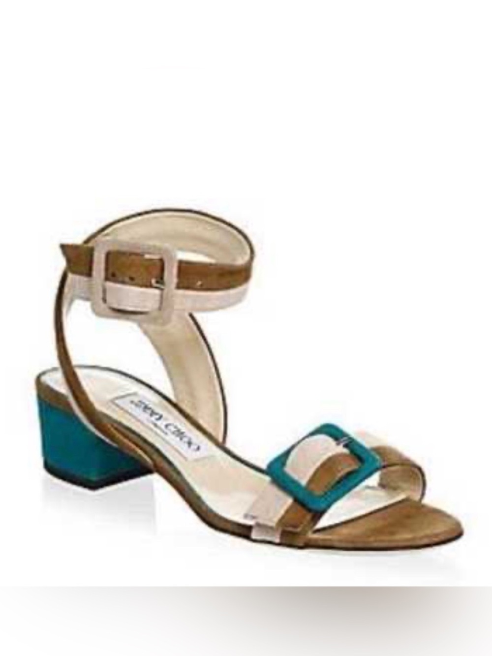 Jimmy Choo Size 37.5 • Dacha Low Heel Suede Color Block Sandal.